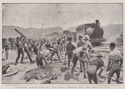 Repairing Damage done by the Boers, mending the Line near Belmont by George Soper